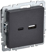 Розетка BRITE USB A+C 18Вт РЮ11-1-БрЧ черный  IEK
