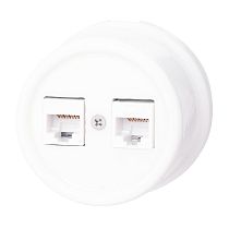 Розетка RJ45 информационная,двойная,серия "ЛИЗЕТТА", керамика, цвет белый Bironi