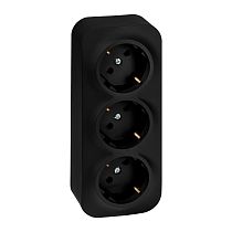 QUTEO Розетка 3-местная для открытой установки с заземлением с защитными шторками с предварительным подключением 16А чёрный матовый QUTEO Розетка 3-местная для открытой установки с заземлением с защитными шторками с предварительным подключением 16А чёрный матовый