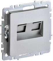 BRITE Розетка компьютерная двойная RJ45 кат.5E РК10-2-БрА алюминий  IEK
