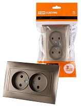 Розетка двойная 2П 10А 250В  бронза "Лама"  TDM