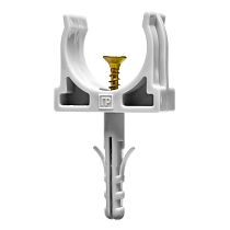 Крепеж-клипса с дюбелем и саморезом серая д25 (10шт/450шт уп/кор) Промрукав