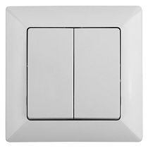 Выключатель ЭРА Intro Solo 4-104-01 IP20 10А 250В белый двухклавишный