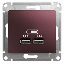 Glossa Баклажановый USB Розетка, 5В/2100мА, 2х5В/1050мА Systeme Electric (Schneider Electric) Glossa Баклажановый USB Розетка, 5В/2100мА, 2х5В/1050мА Systeme Electric (Schneider Electric)