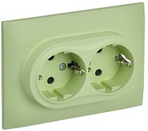 SKANDY Розетка 2-местная с заземлением с защитными шторками 16А в сборе SK-R07G мятный IEK