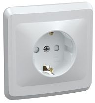 РСш10-3-ВБ Розетка 1местная с заземлением с защитными шторками 16А ВЕГА (белый)  IEK