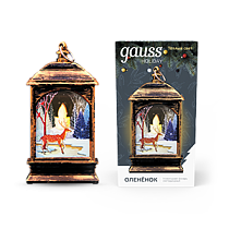 Фонарь новогодний светодиодный "Олененок" Gauss серия Holiday, 0,1Вт, тёплый свет, бронзовый, батарейки в комплекте