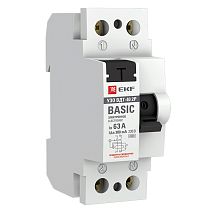 Устройство защитного отключения УЗО ВДТ-40 2P 63А/300мА (электронное) EKF Basic Устройство защитного отключения УЗО ВДТ-40 2P 63А/300мА (электронное) EKF Basic