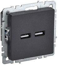 Розетка BRITE USB A+A 5В 3,1А РЮ10-1-БрЧ черный  IEK