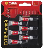 Супер-клей СИЛА SBL1-6 сверхпрочный 1 гр х 6 шт BL-6 (12/288/1728)