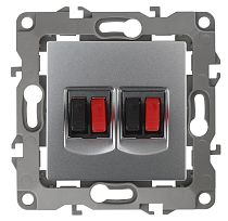 Розетка ЭРА 12 12-3112-03 алюминий аудио двойная стерео