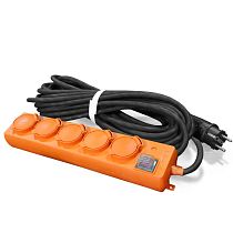 Удлинитель У10-026 IP44 КГ 3*1,5 5 гнезд с защитной крышкой, выключатель с индикацией 30м UNIVERSAL