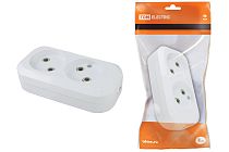 Колодка розеточная 2 гнезда 2П б/з 10А 250В белая  TDM