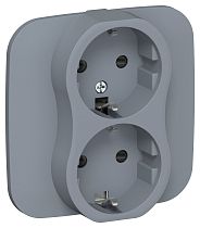 FLITE Розетка 2-местная с заземлением с защитными шторками безвинтовое крепление 16А РСш12-1-А-ФлМ маренго IEK