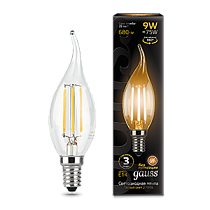 Лампа светодиодная Gauss Filament Свеча на ветру E14 9Вт 680lm 2700K