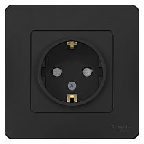 Blanca скрытая установка Антрацит Розетка с заземлением со шторками, 16А Systeme Electric (Schneider Electric)