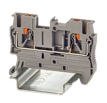 Клемма проходная, зажим push-in, 2 точки подключения, 2.5 кв.мм, серая