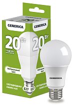 Лампа светодиодная A60 груша 20Вт 230В 4000К E27 GENERICA IEK