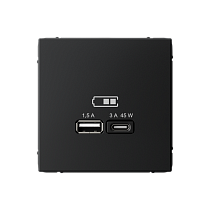 ArtGallery Карбон USB Розетка A + тип-C 45Вт высокоскор.заряд. QC, PD, механизм Systeme Electric (Schneider Electric) ArtGallery Карбон USB Розетка A + тип-C 45Вт высокоскор.заряд. QC, PD, механизм Systeme Electric (Schneider Electric)