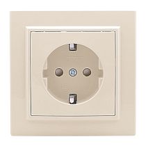Розетка 1-мест. СП с/з 16А бежевый с защ. штор. Минск EKF