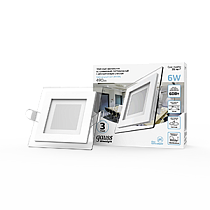 Светодиодный встраиваемый светильник Gauss, квадратный с декоративным стеклом, 6Вт 4000K