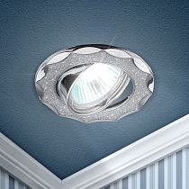 Светильник встраиваемый ЭРА DK17 CH/SH SL "звезда со стеклянной крошкой" MR16,12V/220V,50W,хром/серебряный