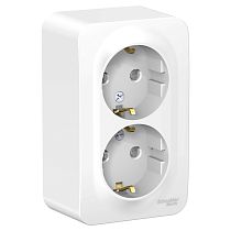 Blanca открытая установка без пластины Белый Розетка двойнаяс заземлением со шторками, 16А Systeme Electric (Schneider Electric)