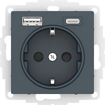 AtlasDesign Изумруд Розетка 16А c 2 USB A+С, 5В/2,4 А, 2х5В/1,2 А Systeme Electric (Schneider Electric)