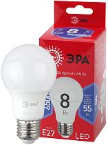 Лампа светодиодная ЭРА RED LINE LED A60-8W-865-E27 R груша холодный дневной свет