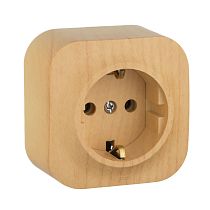 QUTEO Розетка 1-местная для открытой установки с заземлением без защитных шторок 16А дерево