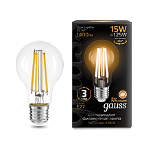 Лампа Gauss Filament А60 15W 1400lm 2700К Е27 LED 1/10/40 Лампа Gauss Filament А60 15W 1400lm 2700К Е27 LED 1/10/40