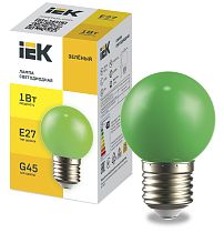 Лампа LIGHTING светодиодная декоративная G45 шар 1Вт 230В зеленый E27  IEK