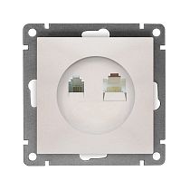 Розетка компьютерная+телефонная UNIVERSAL серия "Афина", скрытой установки, 1А, RJ45, RJ12, жемчуг (еврослот)