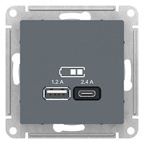 AtlasDesign Грифель USB Розетка A+С, 5В/2,4А, 2х5В/1,2А Systeme Electric (Schneider Electric)