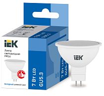 Лампа светодиодная MR16 софит 7Вт 230В 6500К GU5.3 IEK Лампа светодиодная MR16 софит 7Вт 230В 6500К GU5.3 IEK
