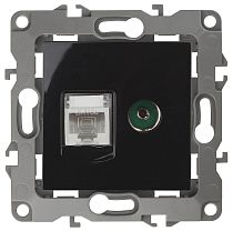 Розетка ЭРА 12 12-3110-06 чёрный телевизионная + интернет Розетка ЭРА 12 12-3110-06 чёрный телевизионная + интернет