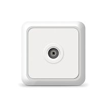 Розетка телевизионная одноместная серия "Олимп", о/у, тупиковая, 75Ом, ч/д 4-2400Мгц, бе UNIVERSAL