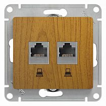 Glossa Дерево Дуб Розетка компьютерная 2-ая RJ45+RJ45, категория 5E Systeme Electric (Schneider Electric)