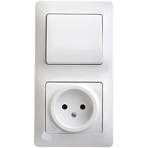 Glossa Белый Блок: Розетка и 1 клавишный  Выключатель Systeme Electric (Schneider Electric)