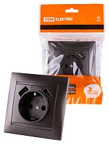 Розетка 2П+З 16А 250В + 2 USB порта 2,1А 5В шоколад "Лама"  TDM