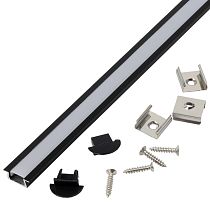 Профиль GAL-GLS-2000-7-22-B черный (2м профиль+2м рассеиватель+2 заглушки+4 скобы с шурупами)