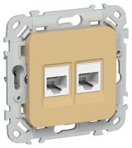 FLITE Розетка 2-местная компьютерная RJ45 категория 5Е UTP РК5е-2-0-ФлШм шамуа IEK