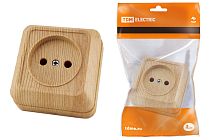 Розетка 2П открытой установки IP20 10А 250В (керамика) сосна "Ладога"  TDM