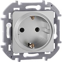 INSPIRIA Розетка 1-местная с заземлением без защитных шторок 16А алюминий