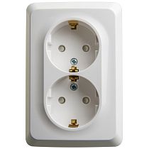 ЭТЮД открытая установка Белый Розетка двойная угловая с заземлением со шторками 16А 250B Systeme Electric (Schneider Electric)