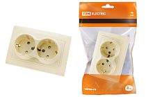 Розетка двойная 2П+З с защ. шт. 16А 250В сл. кость "Таймыр"  TDM