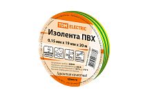 Изолента ПВХ 0,15х19мм Желто-Зеленая 20м  TDM Изолента ПВХ 0,15х19мм Желто-Зеленая 20м  TDM