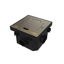 MultiDesk Лючок на 2 модуля IP44 с монтажной коробкой для бетонных полов Античная ЛАТУНЬ, тип MDK20