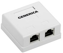 Розетка информационная RJ45 кат.5е FTP 2 порта настенная GENERICA IEK Розетка информационная RJ45 кат.5е FTP 2 порта настенная GENERICA IEK