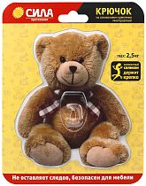 Крючок СИЛА SHT12-S1C-12 на силиконовом креплении Мишка Teddy 12х14.5 см нагрузка до 2,5 кг